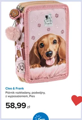 Piórnik rozkładany podwójny z wyposażeniem Pies Cleo & Frank promocja w Smyk