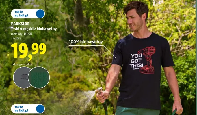 T-shirt męski z biobawełny Parkside promocja w Lidl