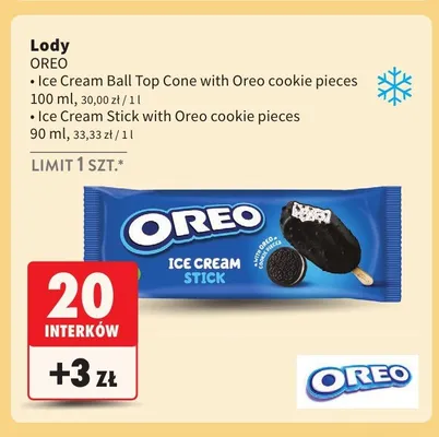 Lody Oreo Ice Cream Ball Top Cone promocja w Intermarche