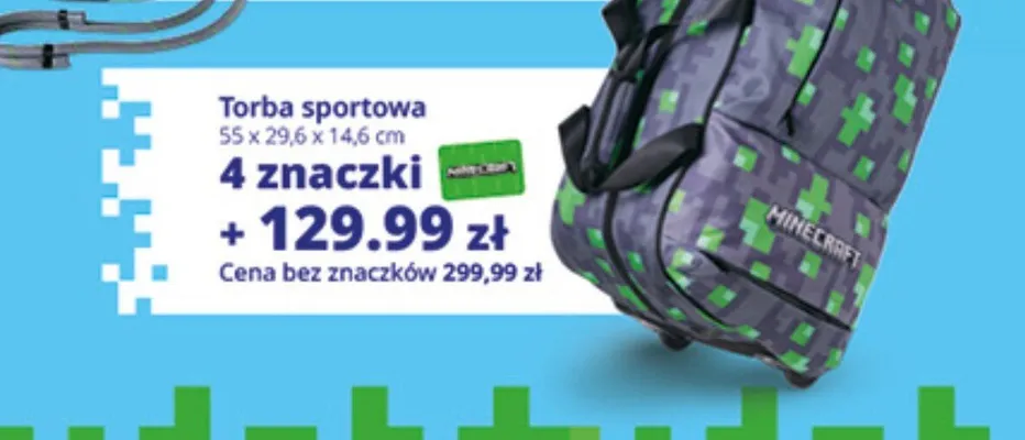 Torba sportowa Minecraft 55x29,6x14,6cm promocja w Auchan
