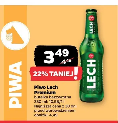 Piwo Lech Premium butelka bezzwrotna promocja w Netto