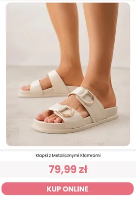 Klapki z metalicznymi klamrami Reneé promocja w Renee