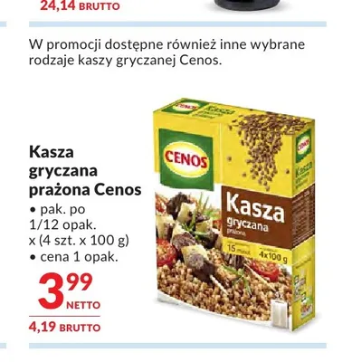 Kasza gryczana prażona Cenos 4-pak 100 g promocja w Makro