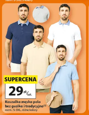 Koszulka męska polo bez guzika Inextenso promocja w Auchan