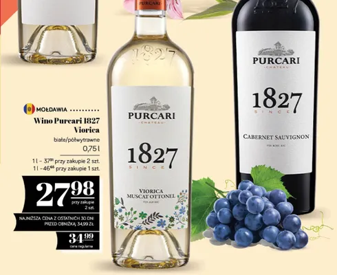 Wino Purcari 1827 Viorica białe półwytrawne mołdawskie promocja w POLOmarket
