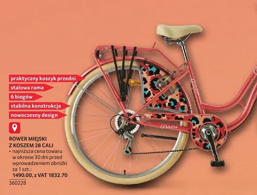 Rower miejski z koszem 28 cali promocja w Selgros