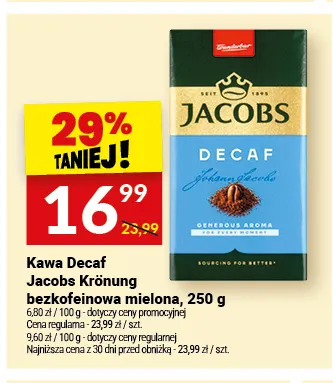 Kawa mielona Decaf Jacobs Krönung bezkofeinowa promocja w Twój Market