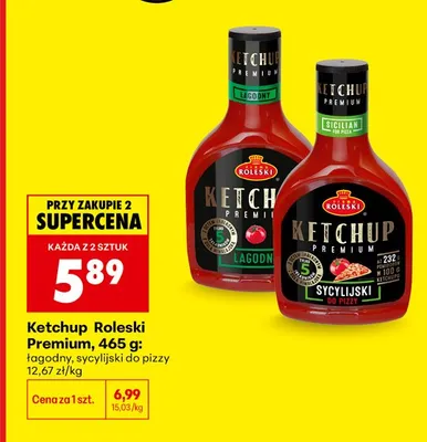 Ketchup sycylijski do pizzy Roleski Premium promocja w Biedronka
