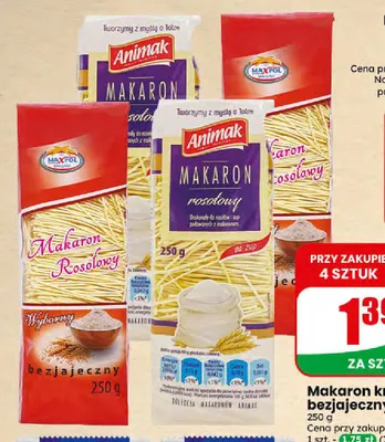 Makaron krajanka bezjajeczny Animak promocja w Dino