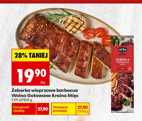 Żeberka wieprzowe barbecue wolno gotowane Kraina Mięs promocja w Biedronka