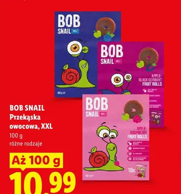 Przekąska owocowa XXL jabłko-borówka Bob Snail promocja w Lidl