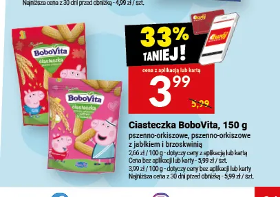Ciasteczka BoboVita pszenno-orkiszowe z jabłkiem i brzoskwinią promocja w Twój Market