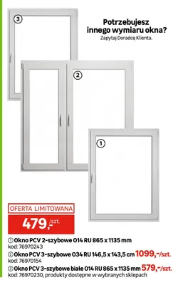 Okno PCV 3-szybowe białe 014 Ru 865x1135 mm promocja w Leroy Merlin