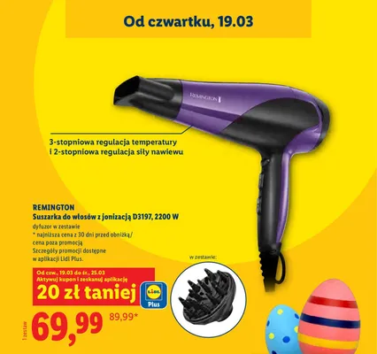 Suszarka do włosów z jonizacją D3197, 2200 W promocja w Lidl