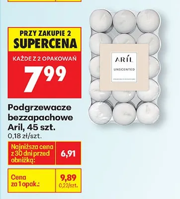 Podgrzewacze bezzapachowe 45szt. Aril promocja w Biedronka