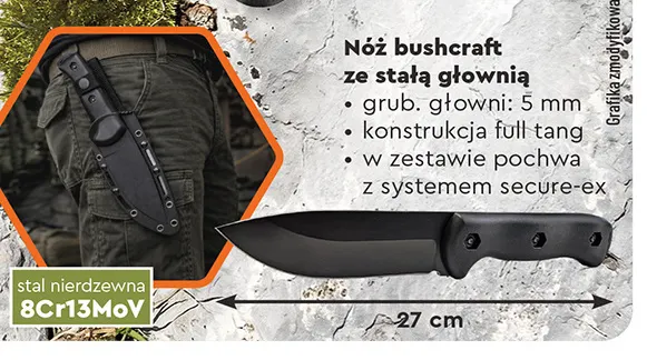 Nóż bushcraft ze stałą głownią Wild Trek promocja w Biedronka