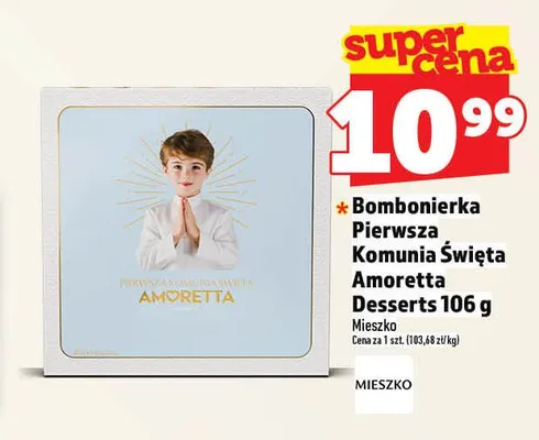 Bombonierka Pierwsza Komunia Święta Amoretta Desserts Mieszko promocja w TOPAZ