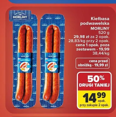Kiełbasa podwawelska Morliny promocja w Carrefour