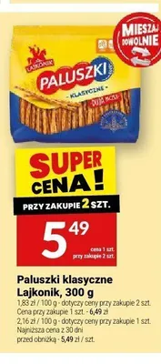 Paluszki klasyczne Lajkonik 300 g promocja w Twój Market