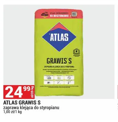 Zaprawa klejąca do styropianu Atlas Grawis S promocja w Merkury Market