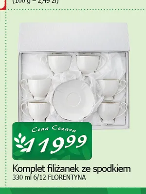 Komplet filiżanek ze spodkiem Florentyna promocja w CEZAR Delikatesy