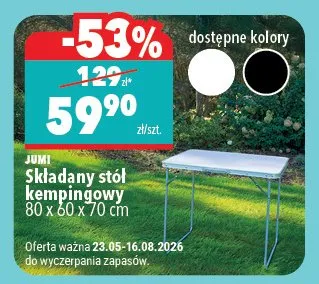 Składany stół kempingowy JUMI 80x60x70cm promocja w Biedronka Home
