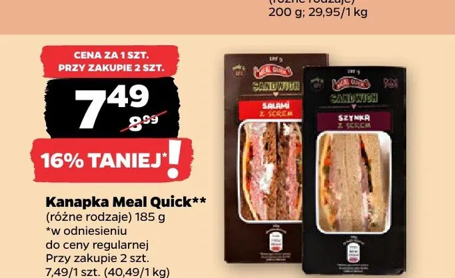 Kanapka szynka z serem Meal Quick promocja w Netto