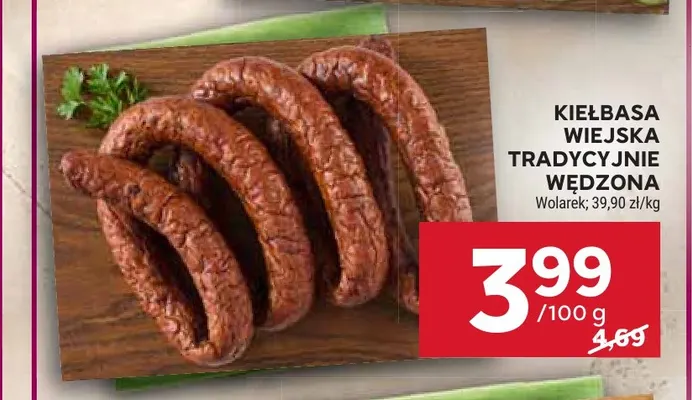 Kiełbasa wiejska tradycyjnie wędzona Wolarek promocja w Stokrotka