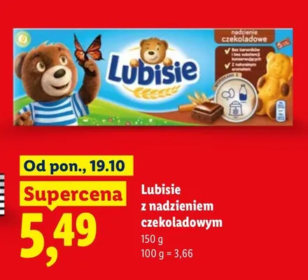 Ciastka Lubisie z nadzieniem czekoladowym promocja w Lidl