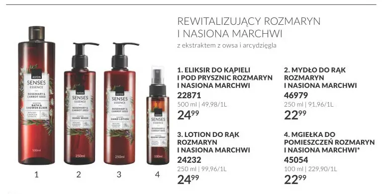 Eliksir do kąpieli i pod prysznic rozmaryn i nasiona marchwi Avon promocja w AVON