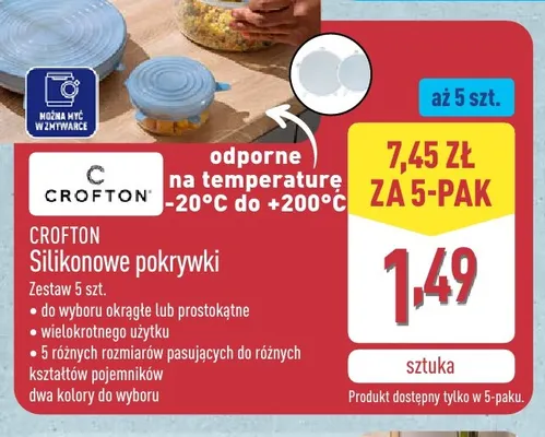 Silikonowe pokrywki prostokątne 5-pak Crofton promocja w Aldi