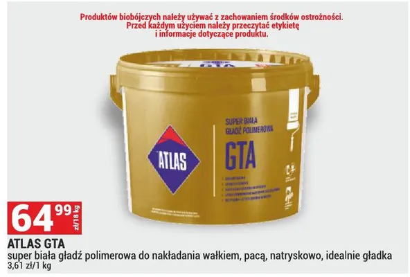 Super biała gładź polimerowa do nakładania wałkiem, paca, natryskow, idealnie gładka GTA promocja w Merkury Market