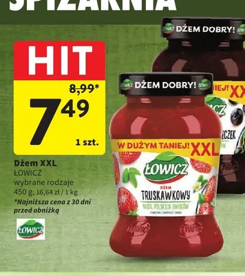 Dżem truskawkowy Łowicz XXL promocja w Intermarche
