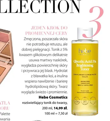 Rozświetlający tonik do twarzy Hebe Cosmetics promocja w Hebe