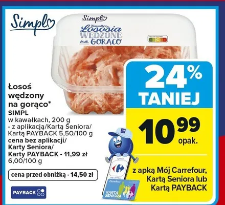 Łosoś wędzony na gorąco silke w kawałkach promocja w Carrefour Market