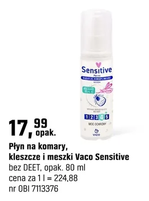 Płyn na komary, kleszcze i meszki Vaco Sensitive bez DEET promocja w OBI