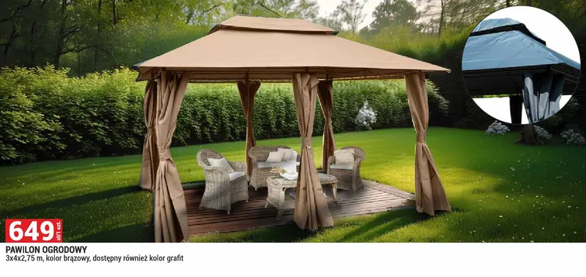 Pawilon ogrodowy 3x4x2,75m promocja w Merkury Market