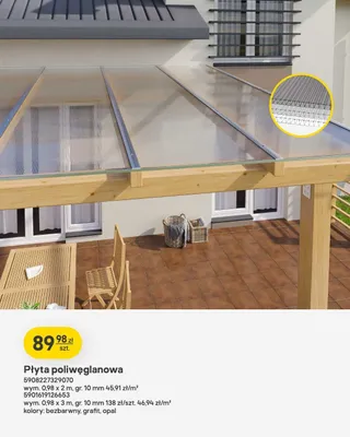 Płyta poliwęglanowa wym. 0,98x3m gr. 10mm promocja w Castorama