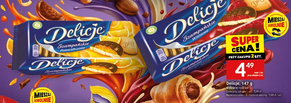 Ciastka Delicje Szampańskie Wiśniowe promocja w Twój Market