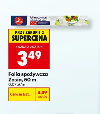 Folia spożywcza Zosia 50 m promocja w Biedronka