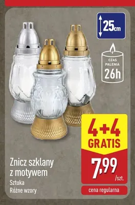 Znicz szklany z motywem promocja w Aldi