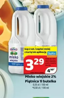 Mleko wiejskie Piątnica 2% promocja w Delfin