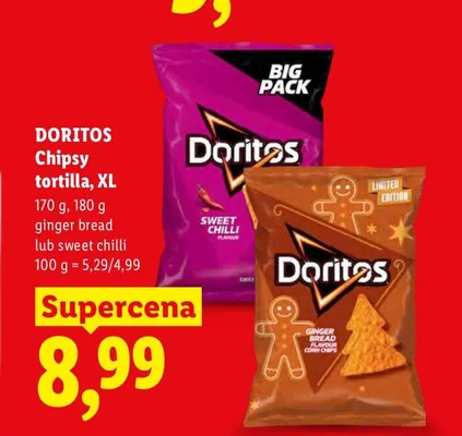 Chipsy tortilla XL sweet chilli Doritos promocja w Lidl