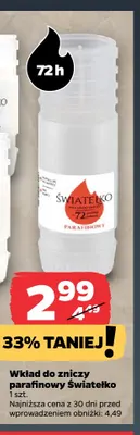 Wkład do zniczy parafinowy Światełko 72h promocja w Netto