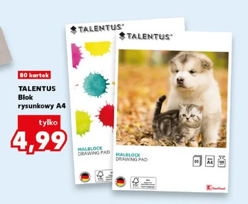 Blok rysunkowy A4 Talentus promocja w Kaufland