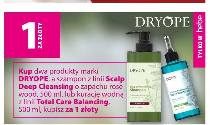 Kuracja wodna DRYOPE Total Care Balancing promocja w Hebe