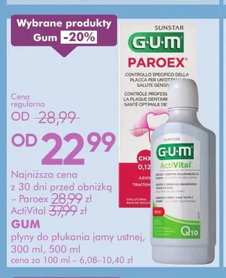 Płyn do płukania jamy ustnej Gum Paroex promocja w Super-Pharm