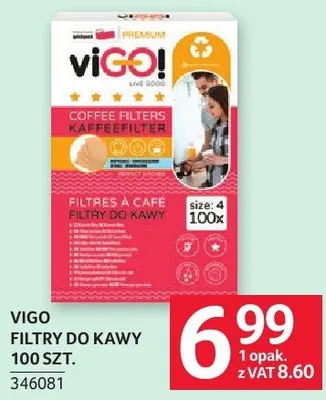 Kawa Vigo Coffee Filters 100 szt. promocja w Selgros