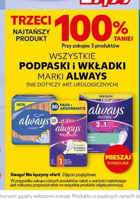 Podpaski Always Platinum promocja w Kaufland