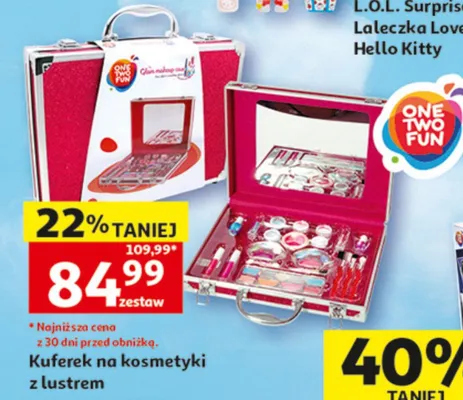 Kuferek na kosmetyki z lustrem ONE TWO FUN promocja w Auchan